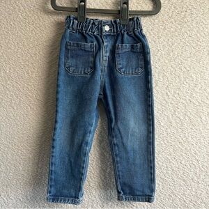 Zara Infant Girl Paperbag Blue Denim Jeans Pockets Size 18-24‎ Months